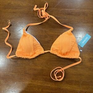 Aqua Eve Bright Orange Triangle Bikini Top‎ Size S New With Tags